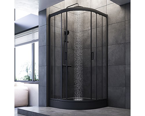 Душевой уголок AM.PM Gem 90х90 W90G-401-090BT профиль Черный матовый стекло прозрачное