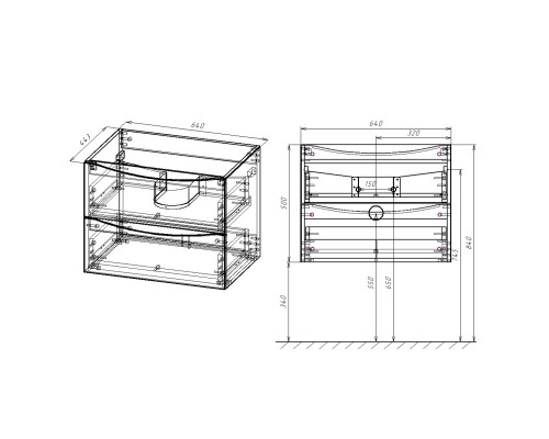 Тумба под раковину Vincea Mia 65 VMC-2MA650VO подвесная V.Oak