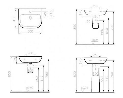 Раковина VitrA S20 60 5503B003-0001
