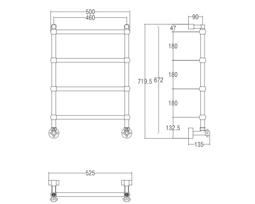 Полотенцесушитель водяной, бронза, Margaroli Sole 442TS4604OB