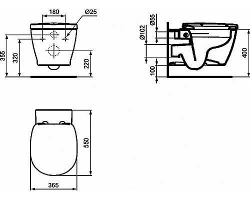 Унитаз Ideal Standard Connect Rimless E814901 подвесной без сиденья