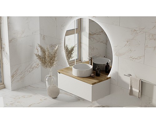 Тумба под раковину Jorno Solis 100 Sol.01.100/P/W подвесная Белая