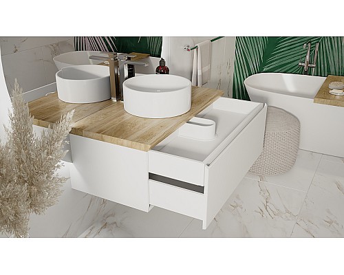 Тумба под раковину Jorno Solis 100 Sol.01.100/P/W подвесная Белая