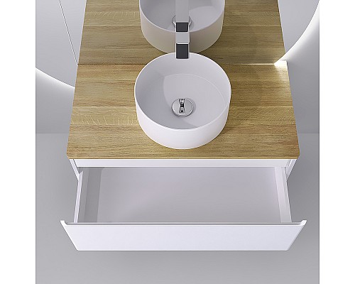 Тумба под раковину Jorno Solis 100 Sol.01.100/P/W подвесная Белая