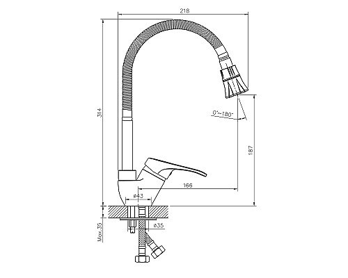 Смеситель для кухни Rossinka B35-26 Хром