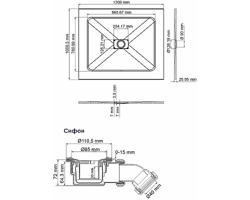 Душевой поддон из стеклопластика WasserKRAFT Elbe 120x100 74T10 Черный матовый Душевой поддон из стеклопластика WasserKRAFT Elbe 120x100 74T10 Черный матовый