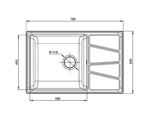 Кухонная мойка GranFest Vertex GF-V-780L Иней