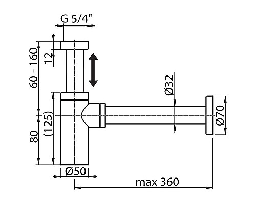 Сифон для раковины Ravak X01747 Черный матовый