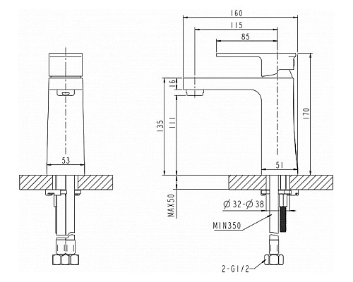 Смеситель для раковины Bravat Riffle F172106C Хром