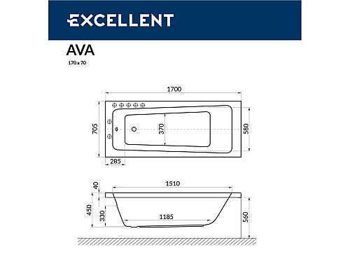 Ванна Excellent Ava 170x70