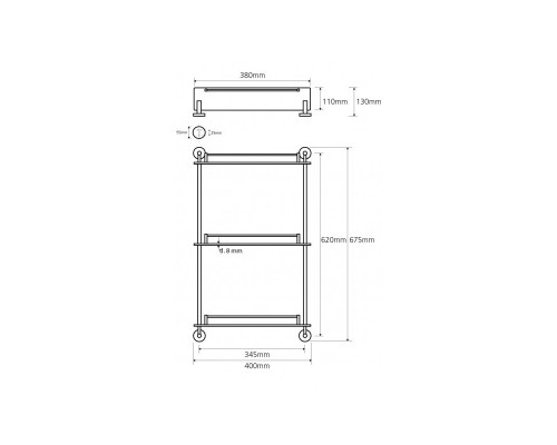 Полочка стеклянная тройная Bemeta 104202132