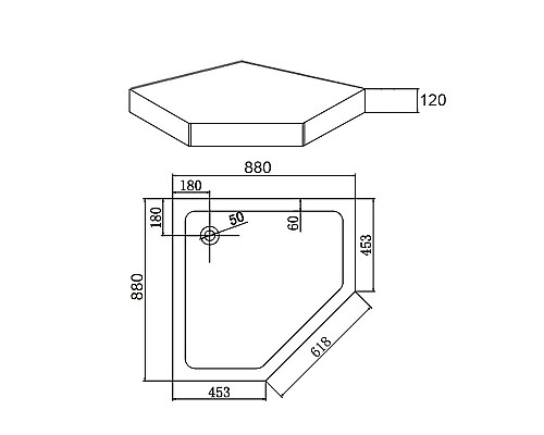 Акриловый поддон для душа Agger 90x90 A03-090TCR/T Белый