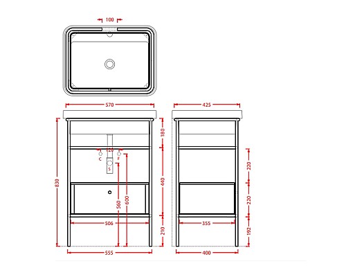 Консоль под раковину Artceram Fuori 60 ACA056 17 Черная матовая