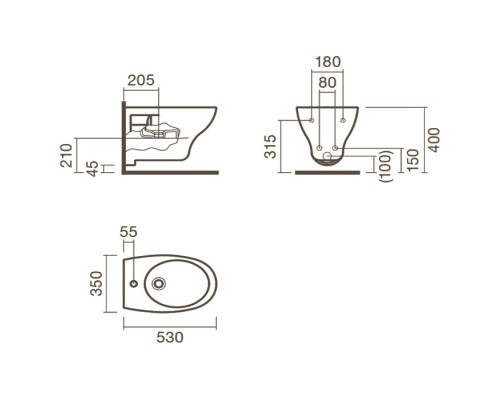 Биде Sanitana Pop S10076534900000 подвесное Белое