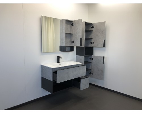 Тумба с раковиной Comforty Франкфурт 90 00-00007342 подвесная Бетон светлый