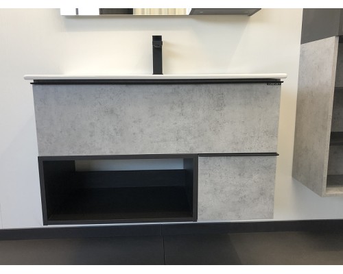 Тумба с раковиной Comforty Франкфурт 90 00-00007342 подвесная Бетон светлый