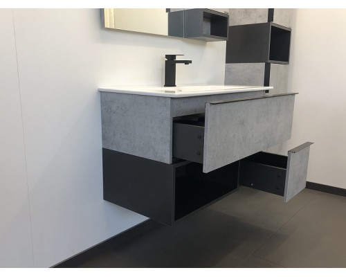 Тумба с раковиной Comforty Франкфурт 90 00-00007342 подвесная Бетон светлый