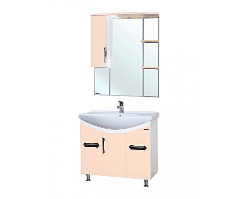 Зеркало со шкафом Bellezza Лагуна 85 L 4612114002076 с подсветкой L Бежевое Белое