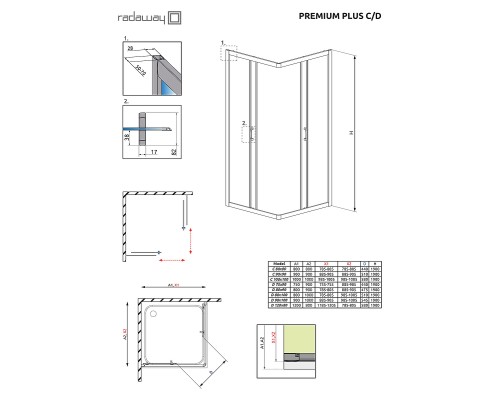 Душевой уголок Radaway Premium Plus D 1900 80x100 Хром