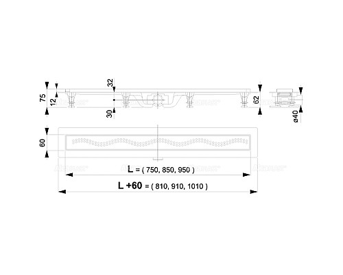 Душевой лоток Alcaplast Simple AG100101950 (APZ8-950M) с решеткой Хром