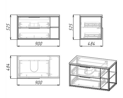 Тумба под раковину Grossman Лофт 90 109002 подвесная Шанико