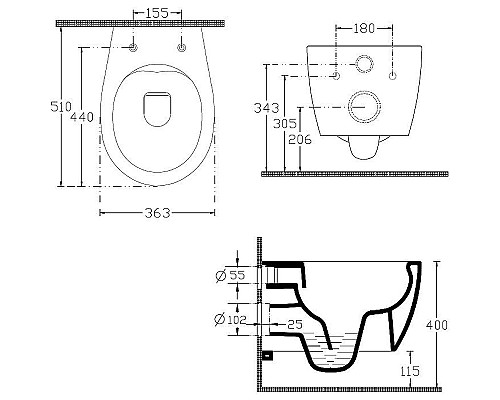 Унитаз Allen Brau Fantasy 4.11004.AN подвесной Антрацит без сиденья