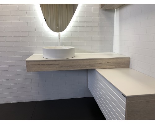 Консоль с раковиной Comforty Клеон 120 L 00-00000822 подвесная Белая Дуб дымчатый