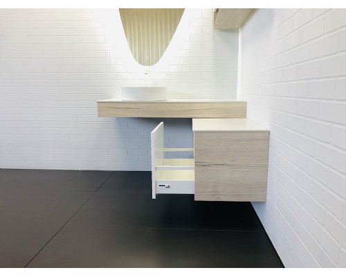 Консоль с раковиной Comforty Клеон 120 L 00-00000822 подвесная Белая Дуб дымчатый