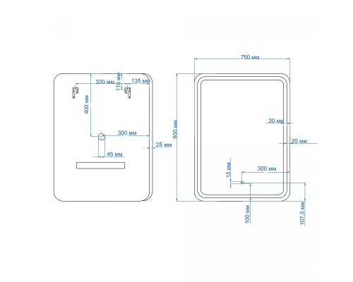 Зеркало Art&Max Latina AM-Lat-750-800-DS-F с подсветкой с сенсорным выключателем