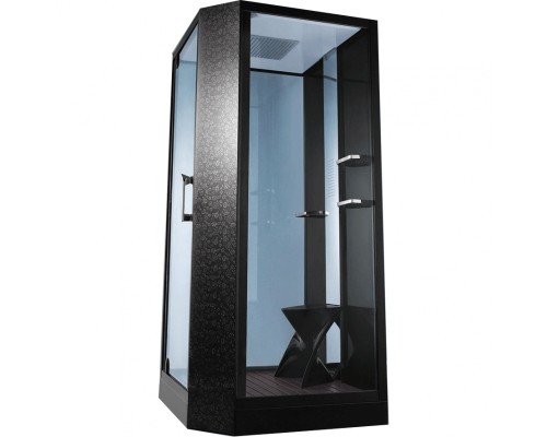 Душевая кабина Orans 100x100 L с баней профиль Черный задние стенки Черные