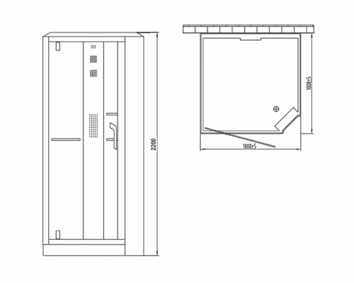 Душевая кабина Orans 100x100 L с баней профиль Черный задние стенки Черные