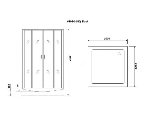 Душевая кабина Niagara Premium NG-6902-01GQ BLACK 100x100