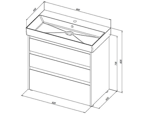 Тумба под раковину Aquanet Nova Lite 85 302476 Дуб рошелье