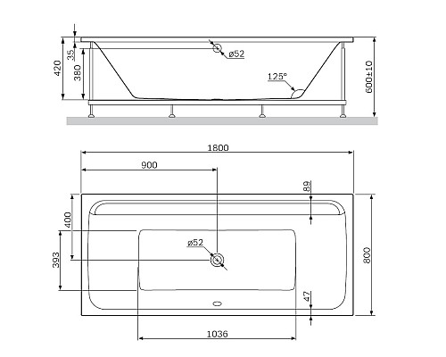 Каркас для ванны AM.PM Inspire 2.0 W52A-180-080W-R 750 мм Каркас для ванны AM.PM Inspire 2.0 W52A-180-080W-R 750 мм