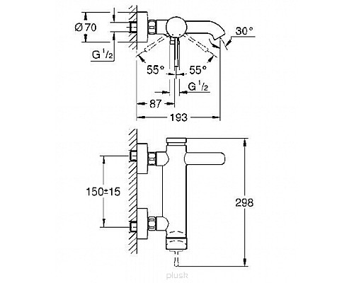 Смеситель Grohe однорычажный для ванны 33624001