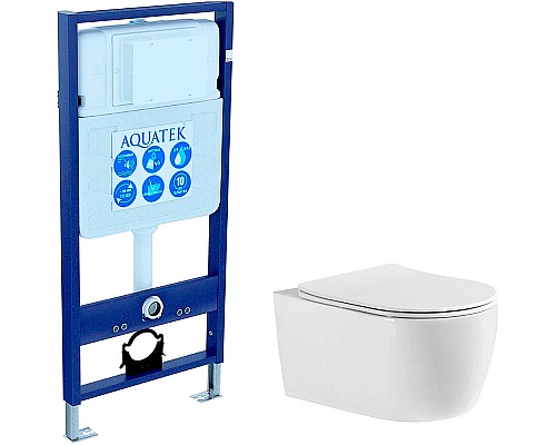 Комплект унитаза с инсталляцией Aquatek Set Aquatek Европа New cm с сиденьем Микролифт