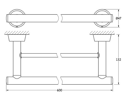 Штанга для полотенца двойная (хром) FBS VIZ 037 60 см