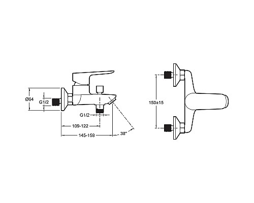 Смеситель для ванны Jacob Delafon Oscar E29844-BL Черный матовый