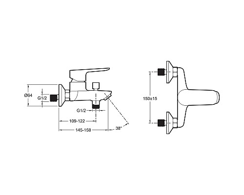 Смеситель для ванны Jacob Delafon Oscar E29844-BL Черный матовый