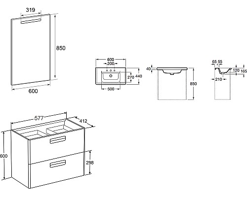 Тумба под раковину Roca The Gap 60 ZRU9302742 подвесная Фиолетовая