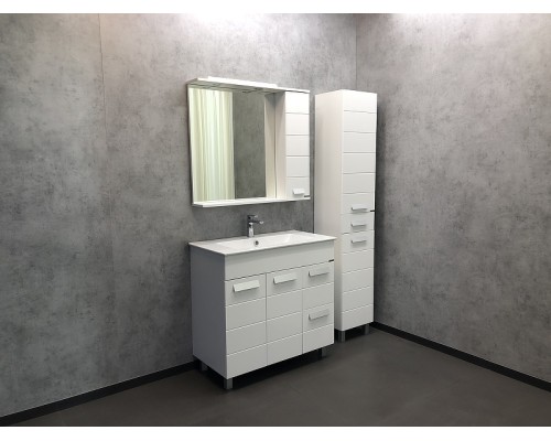 Зеркало со шкафом Comforty Модена М-90 00-00001641 с подсветкой Белое матовое