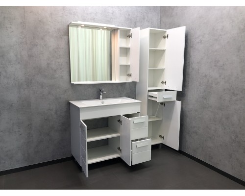 Зеркало со шкафом Comforty Модена М-90 00-00001641 с подсветкой Белое матовое