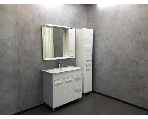 Зеркало со шкафом Comforty Модена М-90 00-00001641 с подсветкой Белое матовое