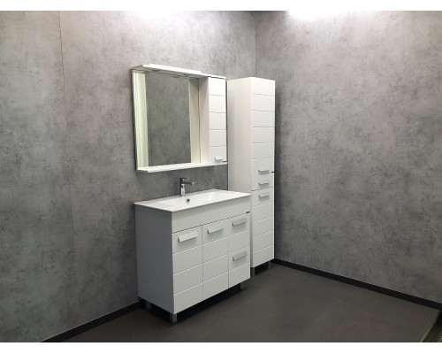 Зеркало со шкафом Comforty Модена М-90 00-00001641 с подсветкой Белое матовое