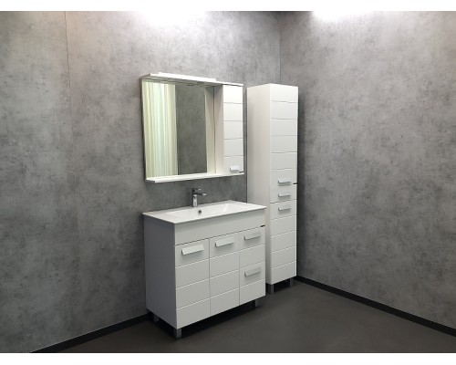 Зеркало со шкафом Comforty Модена М-90 00-00001641 с подсветкой Белое матовое
