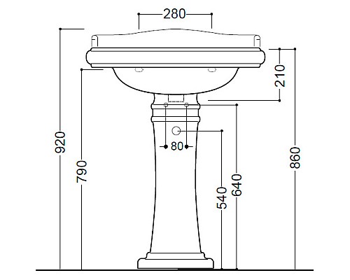 Раковина Kerasan Retro 104601 69 см, белый, на 1 отверстие