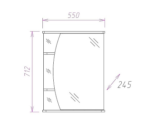 Зеркальный шкаф Onika Луна 55.01 L 205520 с подсветкой Белый