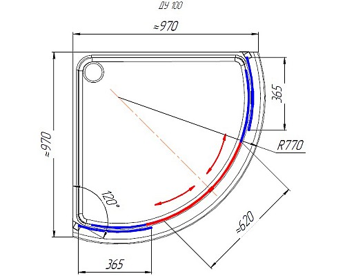 Душевой уголок Radomir 100x100 1-03-1-0-0-0031 с поддоном профиль Белый стекло матовое