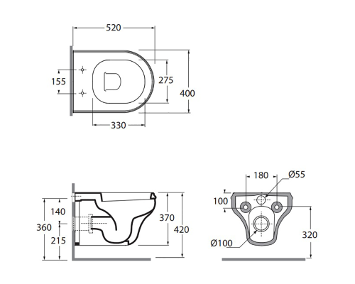Унитаз Azzurra Charme CHVKSP000000BI/(CHA100/SOSK bi) подвесной без сиденья
