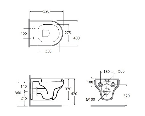 Унитаз Azzurra Charme CHVKSP000000BI/(CHA100/SOSK bi) подвесной без сиденья